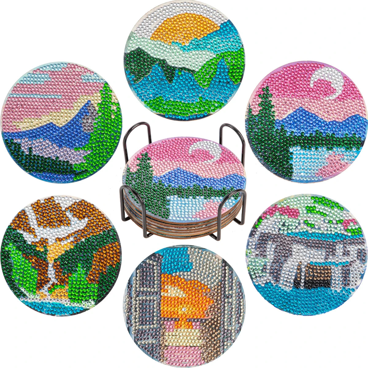 6 Pcs Set of Diamond Art Coasters - Various Designs