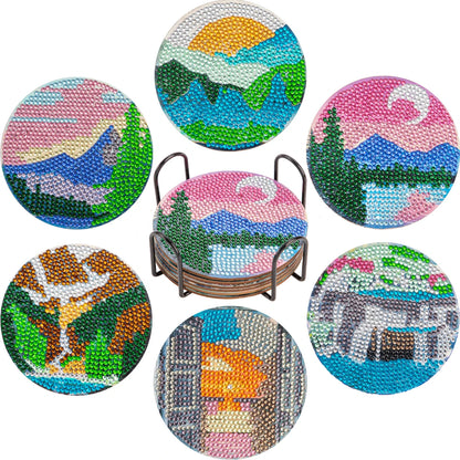 6 Pcs Set of Diamond Art Coasters - Various Designs