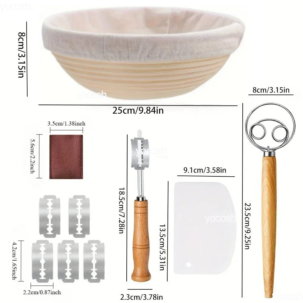 Sourdough Bread Baking Kit - Includes Bread Proofing Baskets, Silicone Baking Mat, Starter Jar, and Bread Making Tools