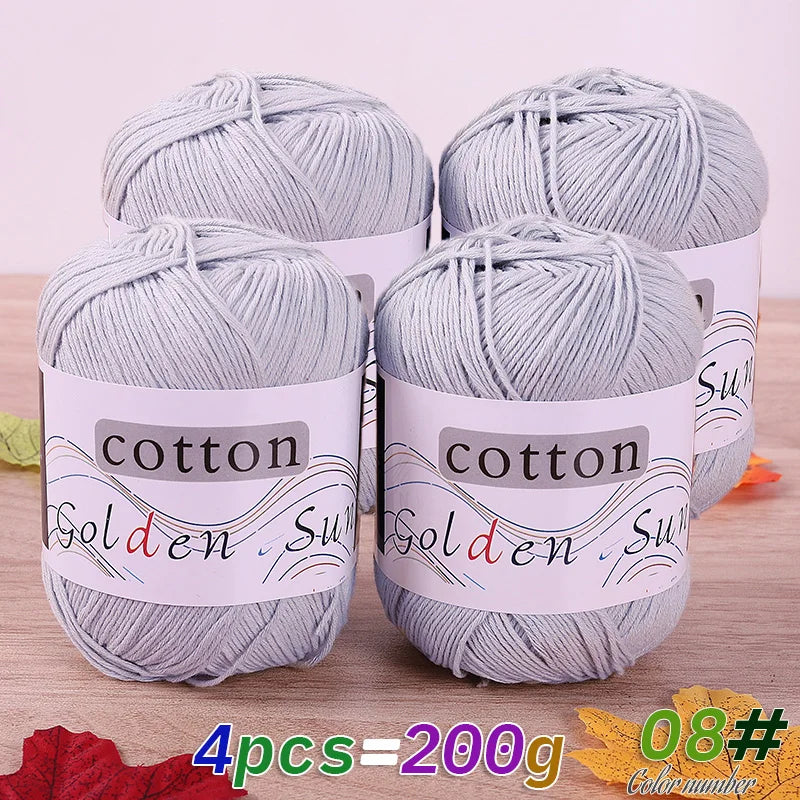 4 Pieces = 200g 100% Pure Cotton Yarn