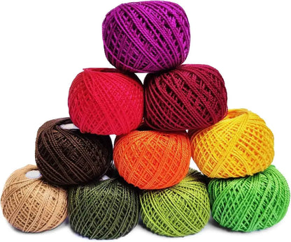 Cotton Crochet Yarn - 10 pcs, 10g Each, 100g each package - Perfect for Crafting