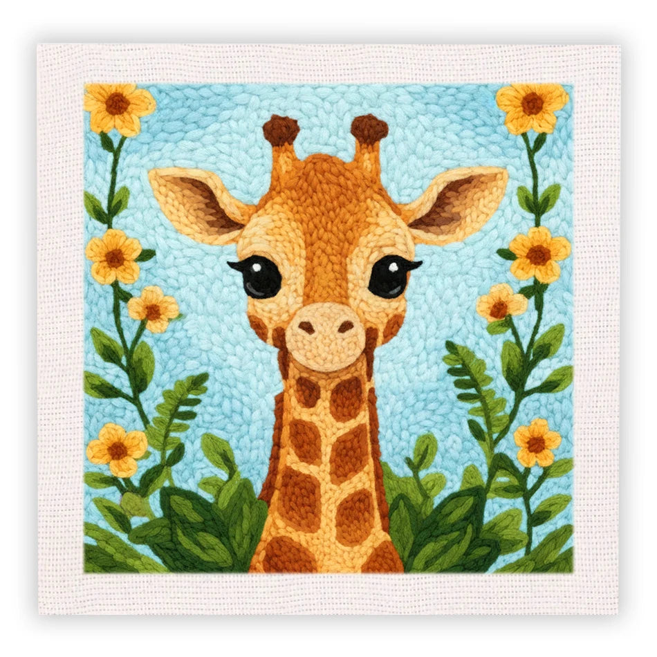 25x25cm Giraffe Punch Needle Kit