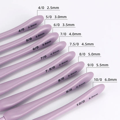Purple Crochet Hooks Set - 8 Sizes