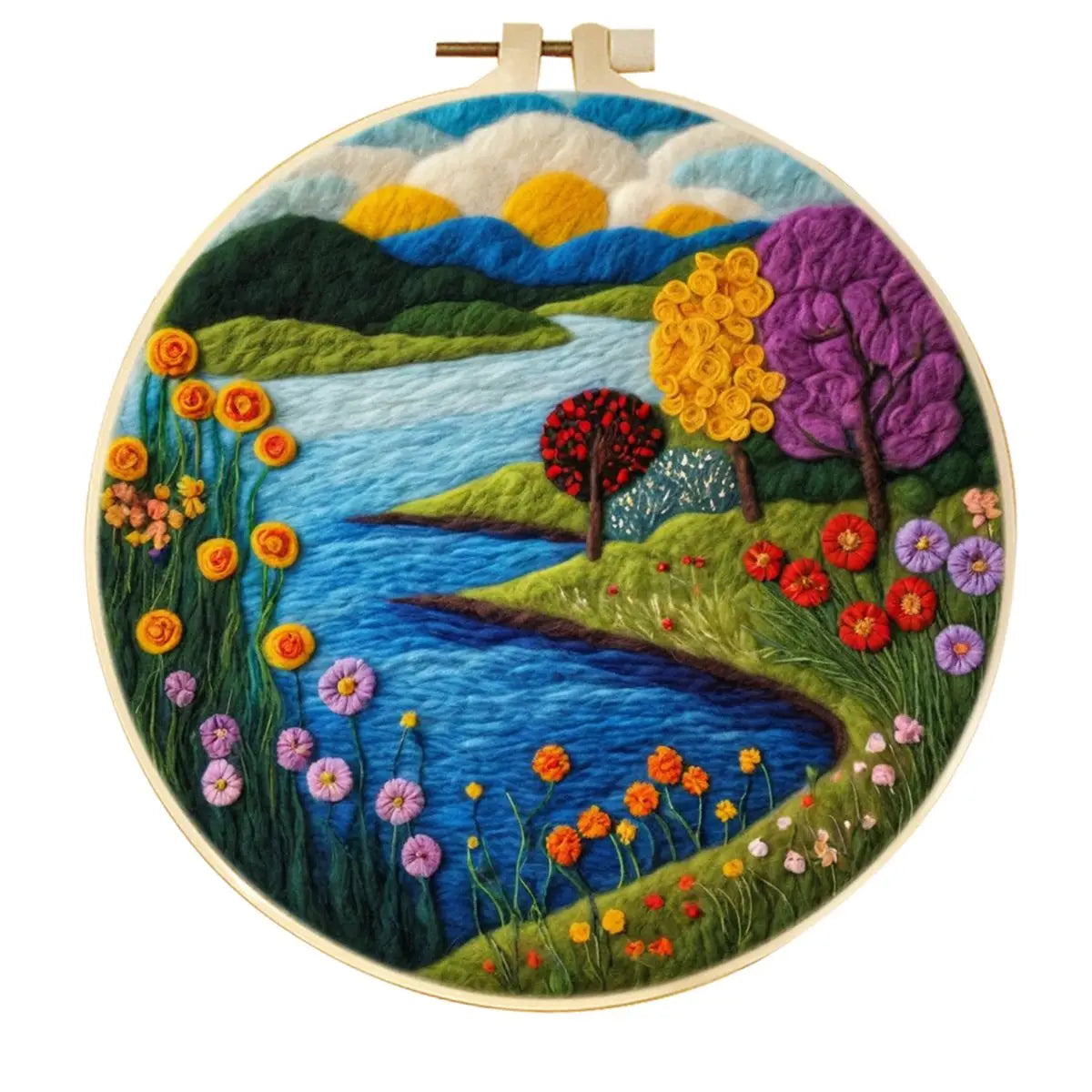 Landscape Wool Felting Kits For Adults-  Includes Embroidery Hoop Frame