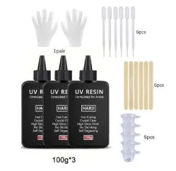 UV Resin-100/500g  Crystal Clear Ultraviolet Curing UV Resin Kit with Light for Jewelry Making