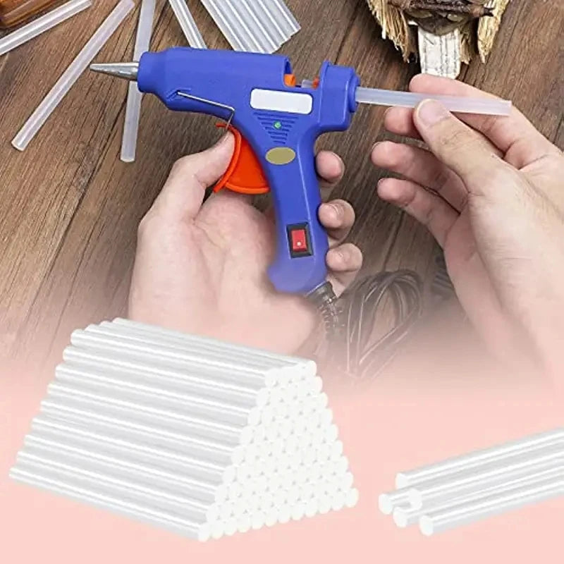 Blue hot glue gun with glue sticks 