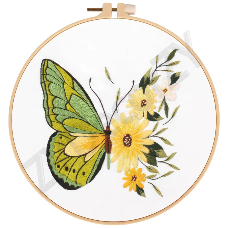 Butterfly, Animals and Flowers Embroidery Kits - 20x20cm