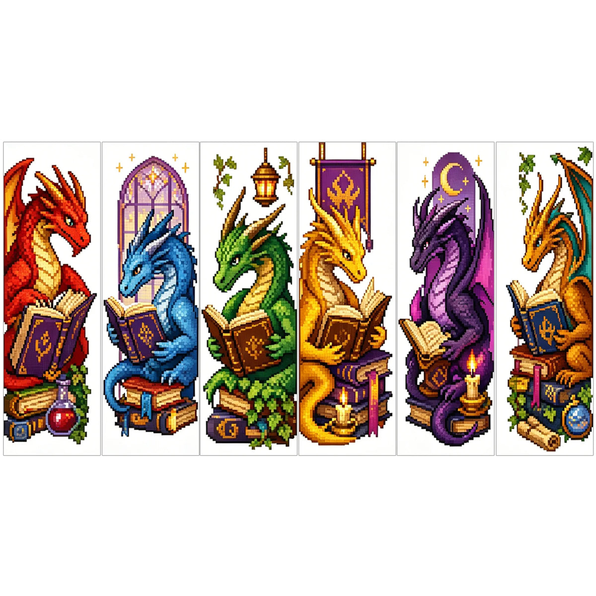 Cross Stitch Bookmark Kit – 6 Stamped 14CT Bookmarks, 12 Themes