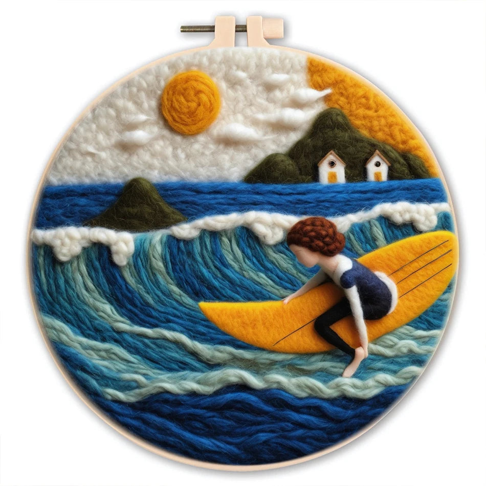 Needle Felting Kit For Beginner Wool Painting Kit DIY Felt Wool Needle Felt Set Tool Landscape Gift Picture For Home Decors