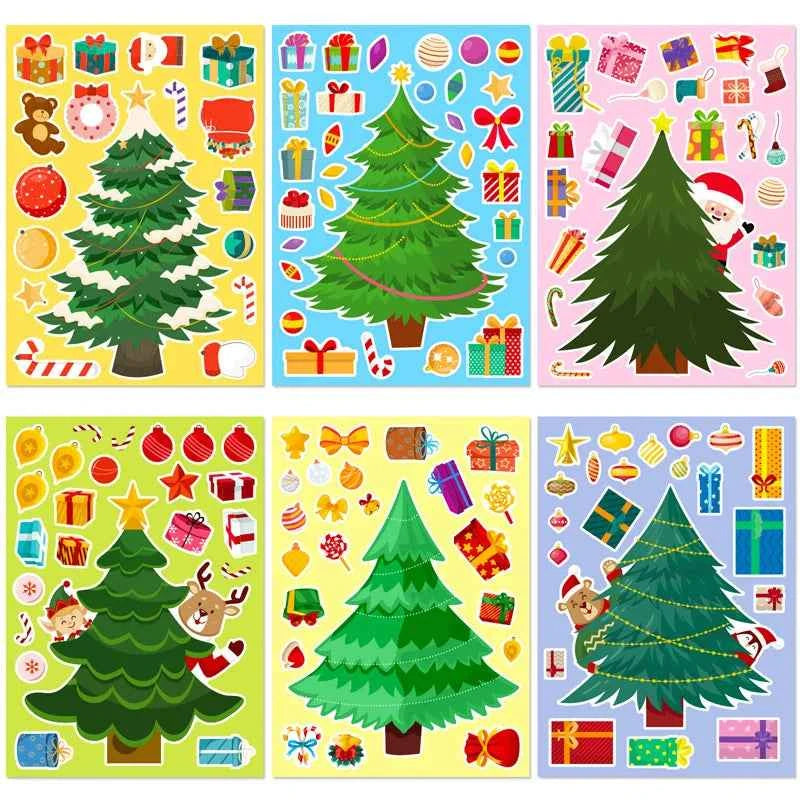 Make-a-Christmas-Tree Sticker Sheets for Kids – 6 Different Sheets, 15 x 21 cm