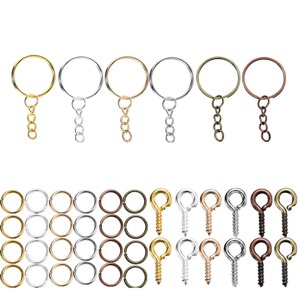 110/220Pcs Keychain - Open Jump Rings, Eye Pins for Epoxy Resin Key Chains