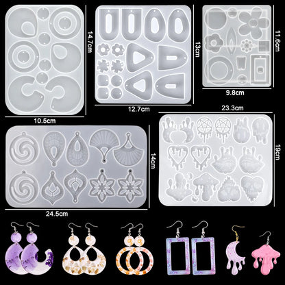 Resin Silicone Mold Set for Earrings, Necklaces, Pendants, Key Fobs