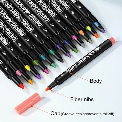 12/24 Pack Fabric Markers, Non-Toxic Ink for material, Clothing Decoration