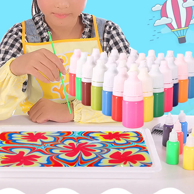 Marble Painting Kit For Kids, Great Arts And Crafts Project: Ideal Gift comes with either 6, 12, or 24 Colors