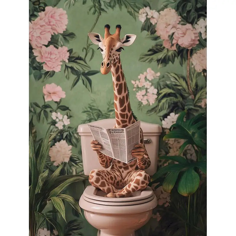Bathroom Decor Painting By Number Kits - Cat, Giraffe, Various Sizes