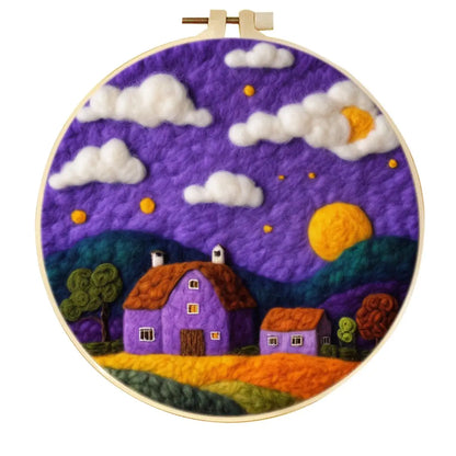 Landscape Wool Felting Kits For Adults-  Includes Embroidery Hoop Frame