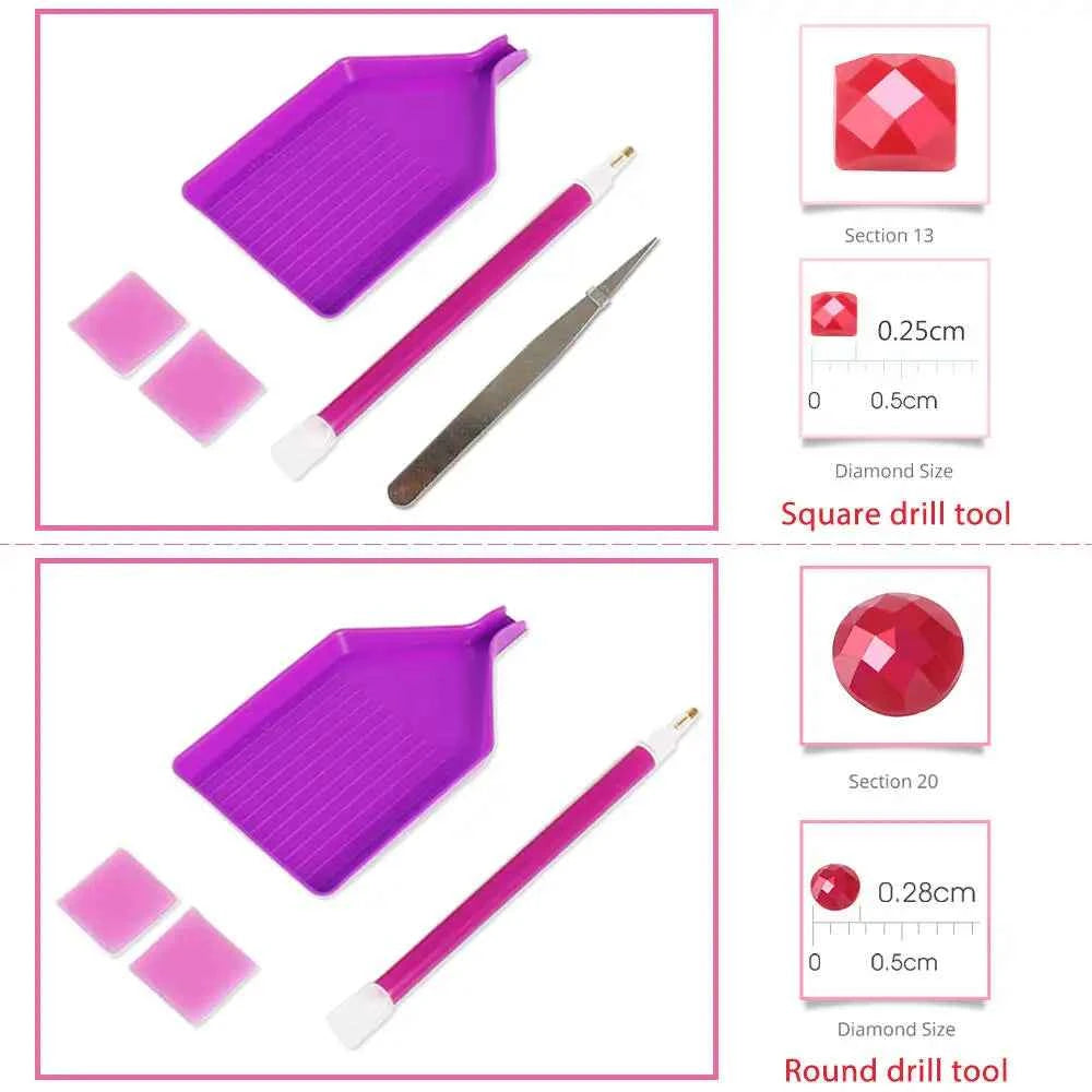 Floral 5D Diamond Painting Kit of Pink Cosmos, Full Drill Round or Square, 4 Sizes