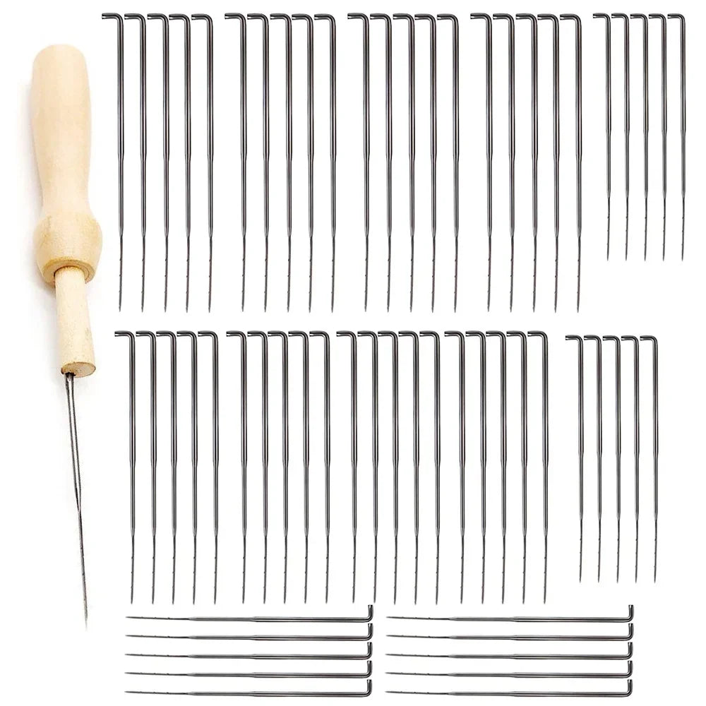 3 Sizes of Wool Felting Needles - Wood Handle for DIY Wool Felting Projects
