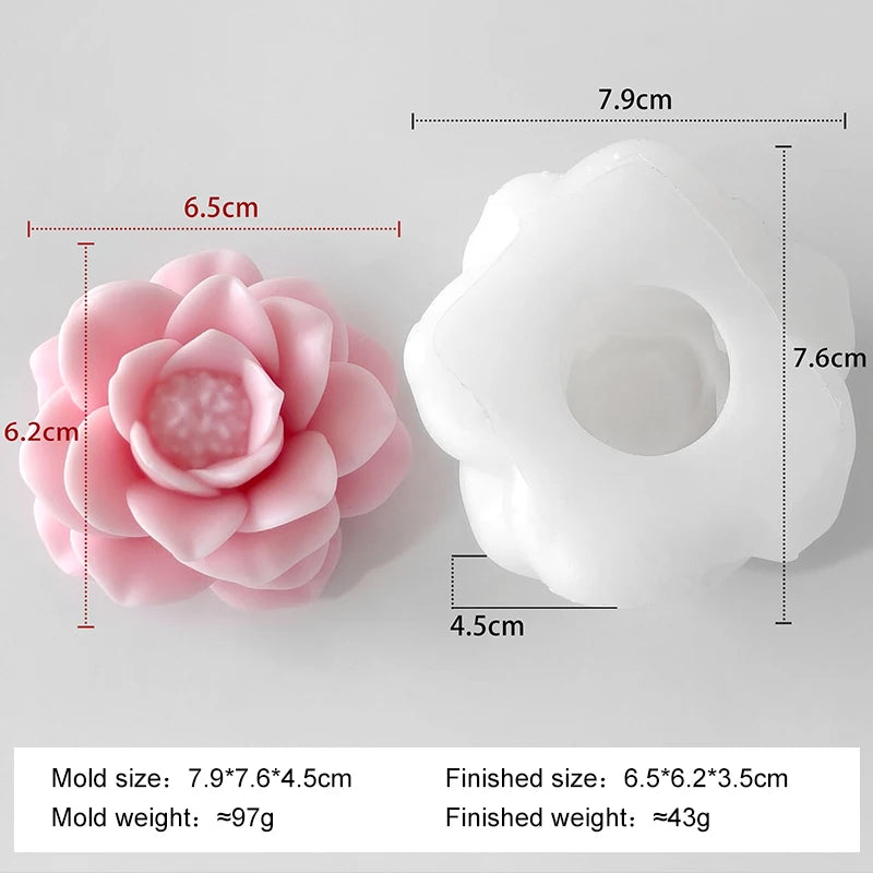 4 sizes of Flower Silicone Molds for Candle Making