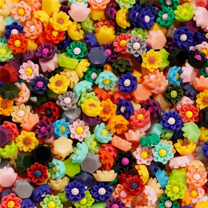 Mixed Flowers Resin Fillings for Jewelry Making - 100Pcs 6mm