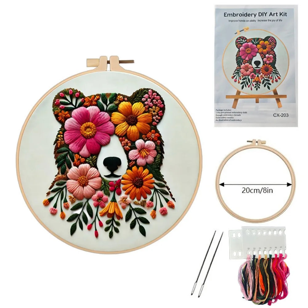 Floral Bear Embroidery Kit