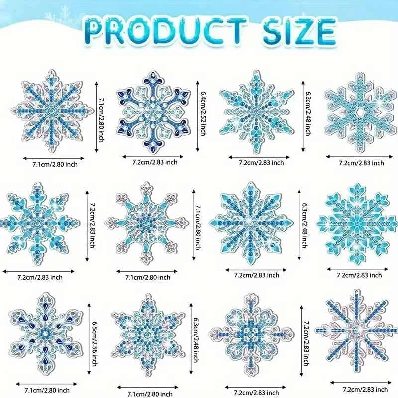 Snowflake Diamond Art Keychain Kit, 12-Pack Double-Sided Christmas Ornaments
