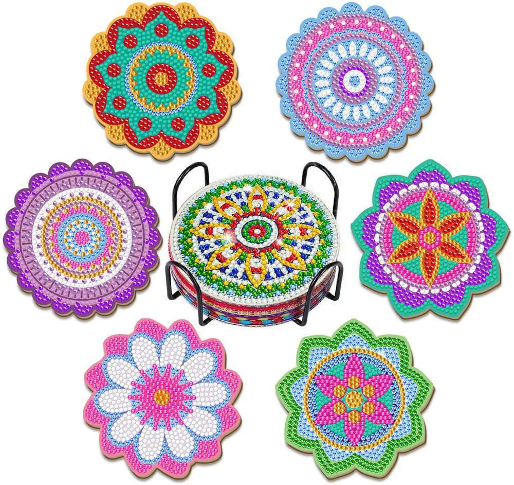 6 Pcs Set of Diamond Art Coasters - Various Designs