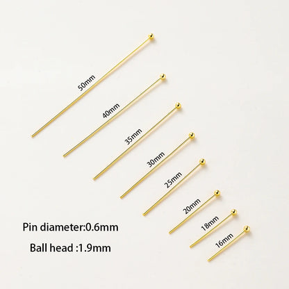 100pcs 16-50mm Flat Head, Ball and Eye Head Pins - Silver, Rhodium, Platinum and Gold - Jewelry Making Findings