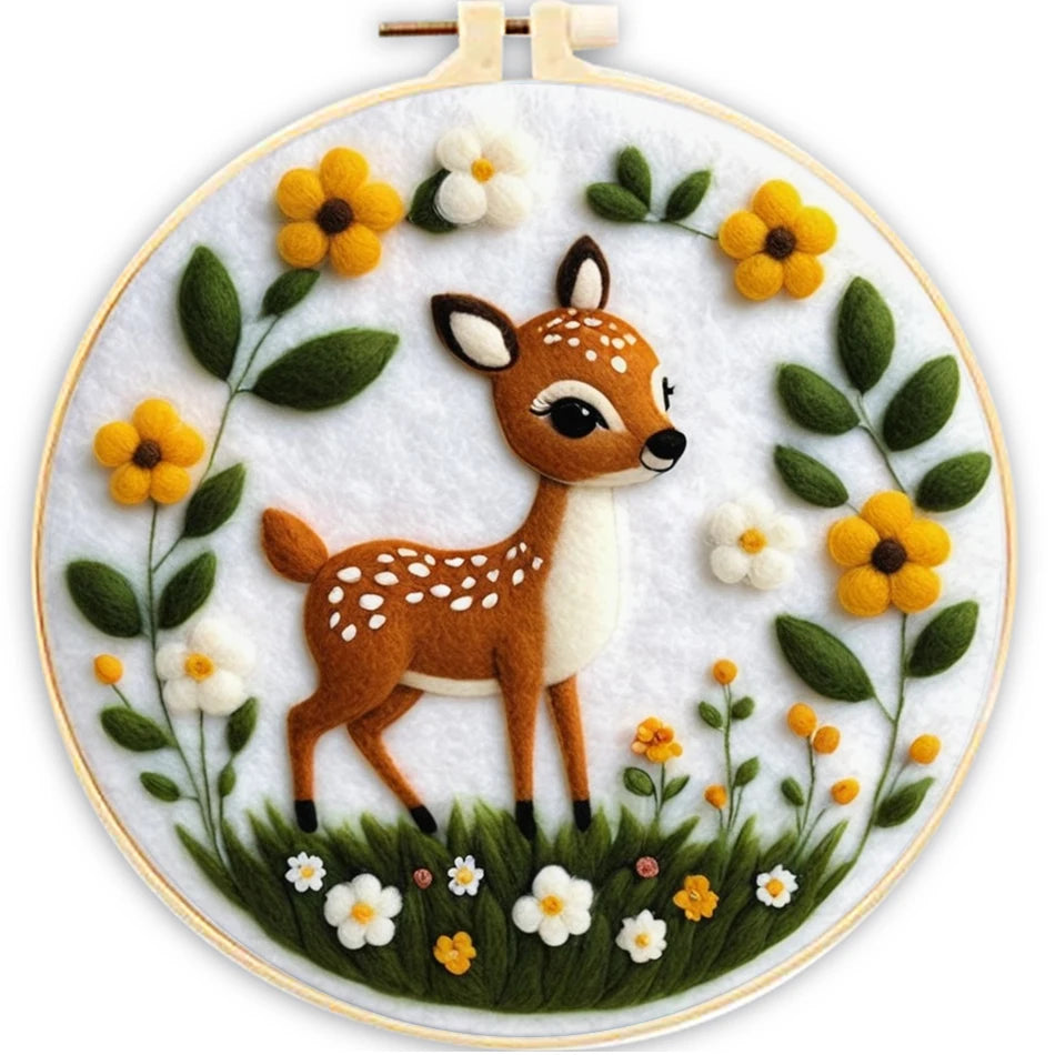 Funny Deer Fox Animal Needle Felting Kit Wool Felting Handmade Felt Needle Set Accessories Craft Paintings Gift