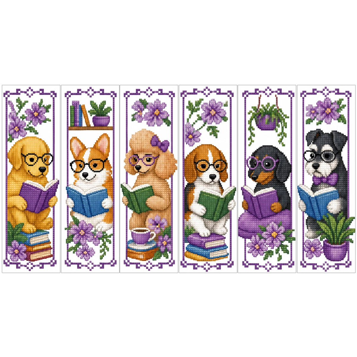 Cross Stitch Bookmark Kit – 6 Stamped 14CT Bookmarks, 12 Themes