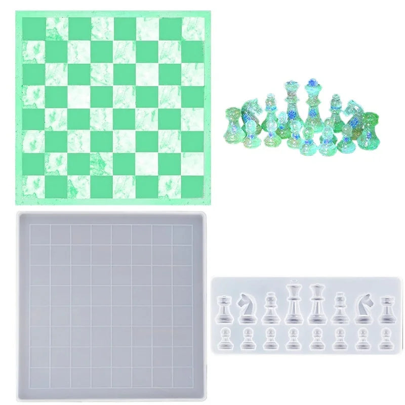 Chess Board and Chess Pieces Silicone Mold