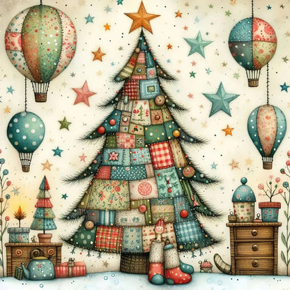 Diamond Art Christmas Tree Kits - Round and Various Sizes