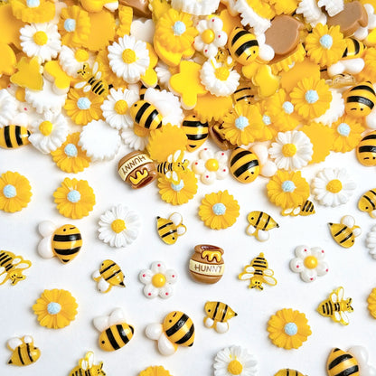 Cartoon Bee, Honey Can and Daisy Resin Charms