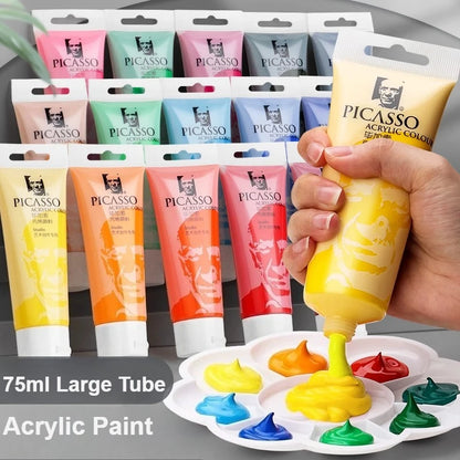 75ml Acrylic Paint Rich Pigments for Canvas. Wood, Watercolor or Multimedia Paper