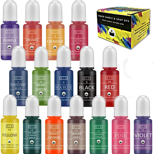 16 Colors Kit of Liquid Dye for Candle Making