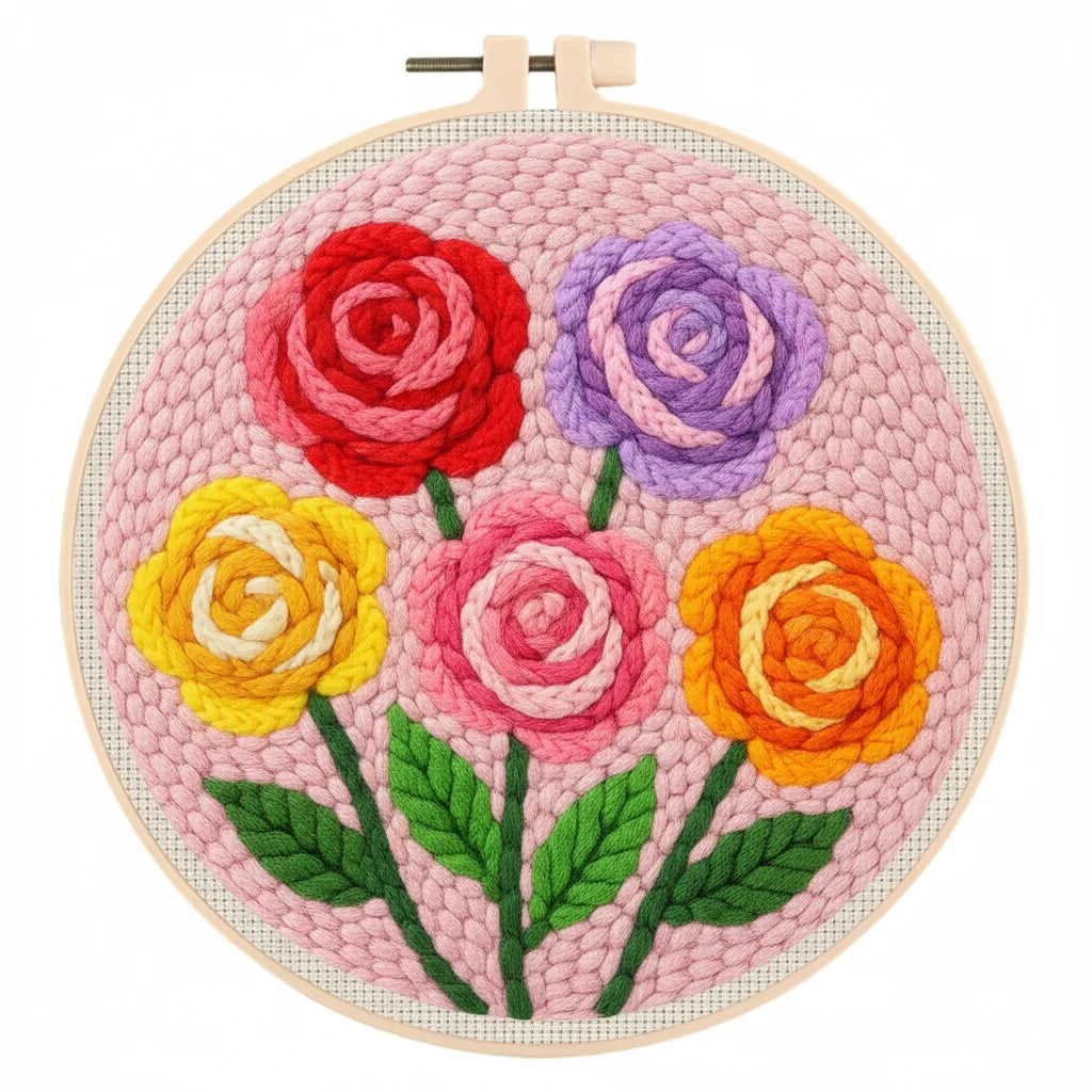 Flowers Punch Needle Kits - 20x20cm