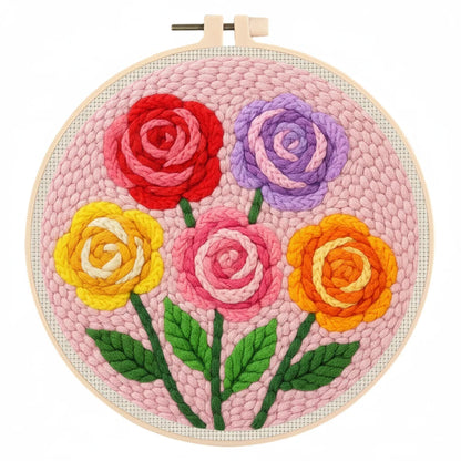 Flowers Punch Needle Kits - 20x20cm