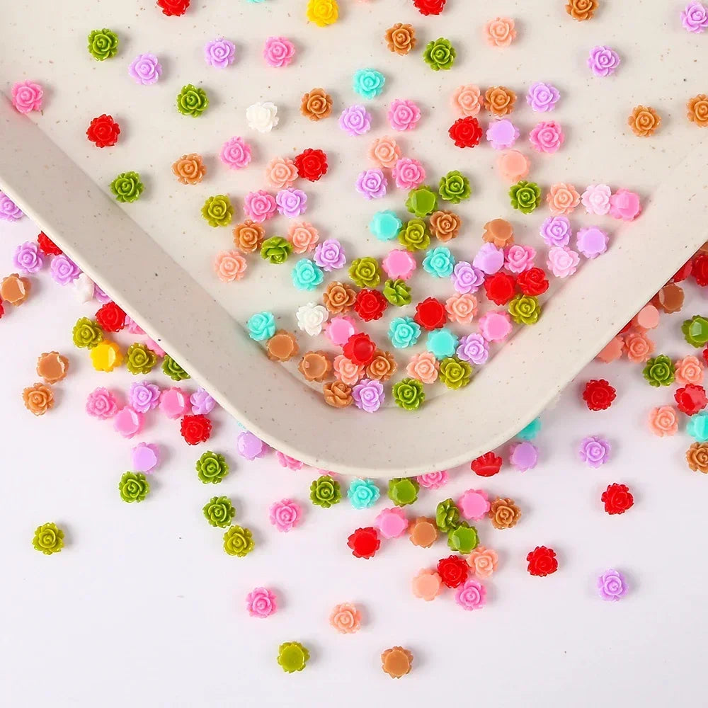100pcs 3D Resin Rose Flower Design Resin Filler