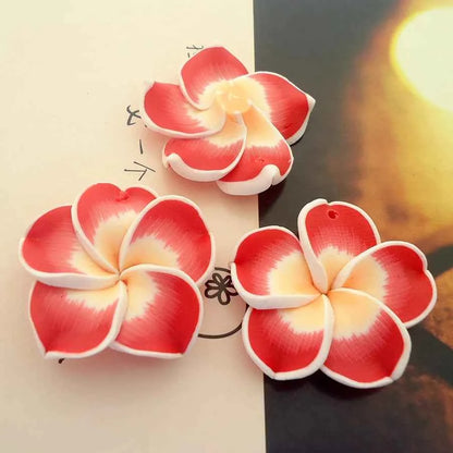 10pcs/Lots 30mm Polymer Clay Plumeria Rubra Flower Charming Petal Hole Diy Earrings Pendants Necklace Jewelry Making Materials