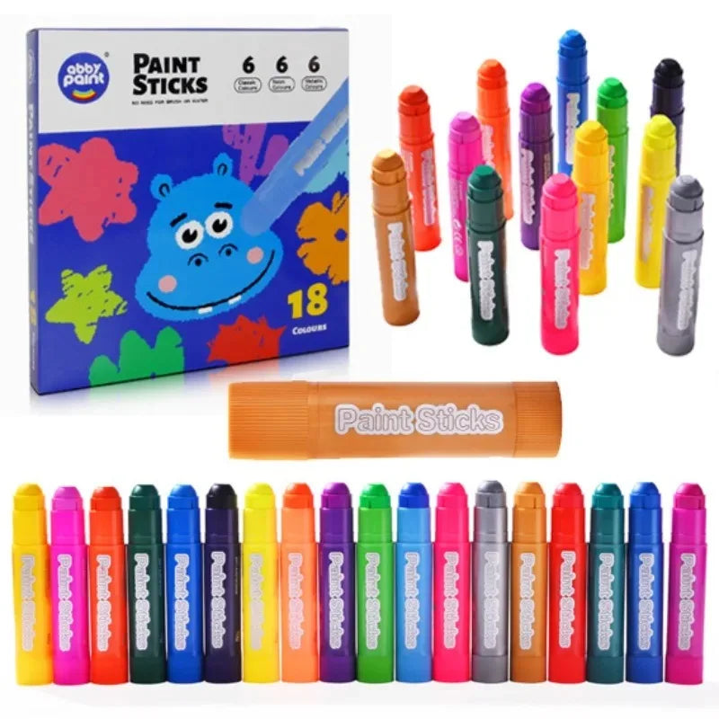 18 Colors Solid Gouache Painting Sticks