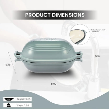 Enameled Cast Iron Dutch Oven for Sourdough Bread Baking, 2.8QT Oval Pan with Lid