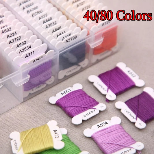 Cotton Embroidery Thread  40, 80, or 120 Color Sets With Organizer Box