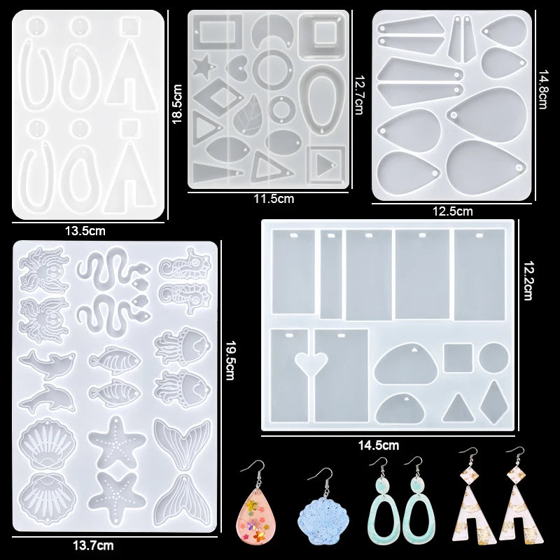 Resin Silicone Mold Set for Earrings, Necklaces, Pendants, Key Fobs