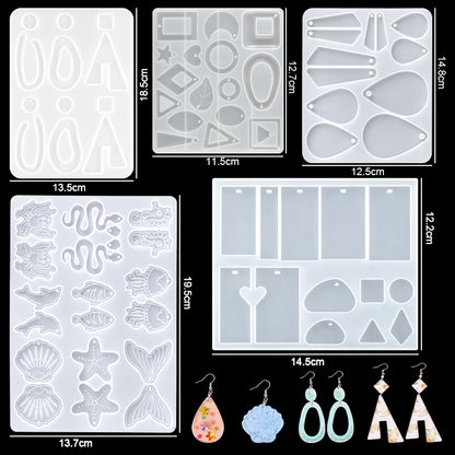 Resin Silicone Mold Set for Earrings, Necklaces, Pendants, Key Fobs