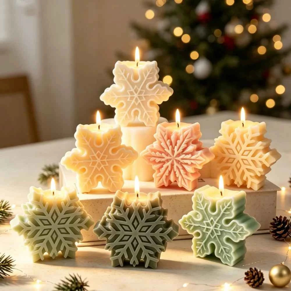 3D Snowflake Silicone Candle Mold – Winter Mold for Wax, Soap, Resin and Plaster