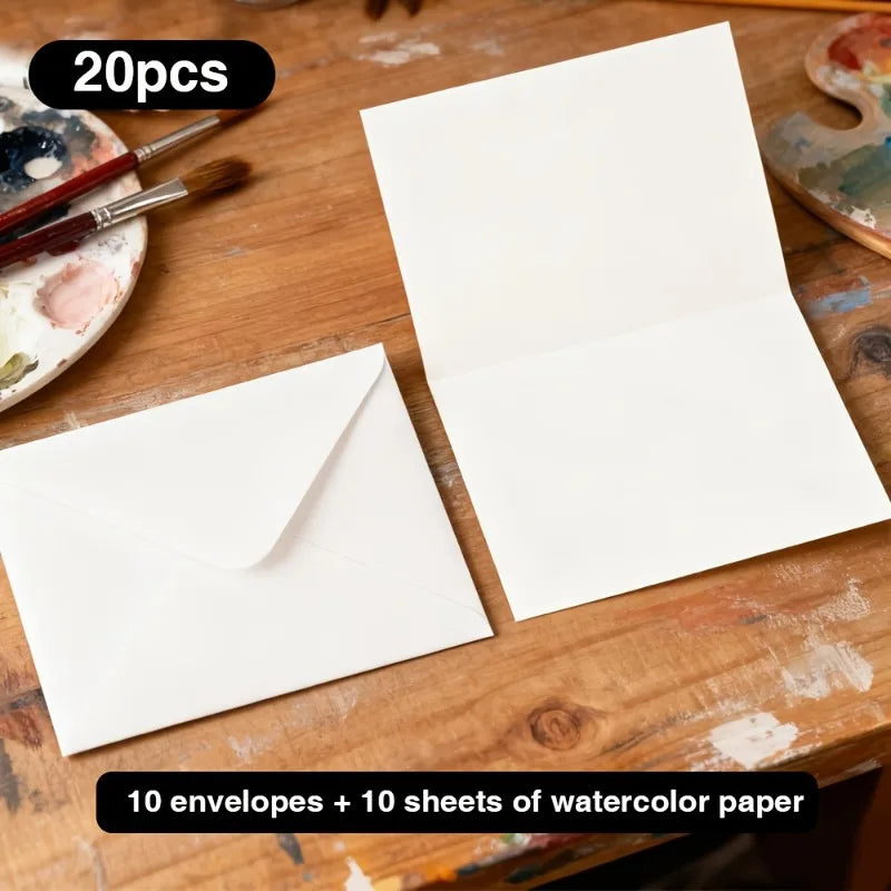 20/40pcs Watercolor Paper Greeting Cards with Envelopes: High-Quality 300G Watercolor Paper