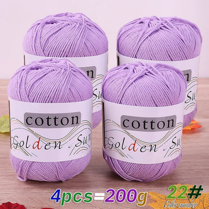 4 Pieces = 200g 100% Pure Cotton Yarn