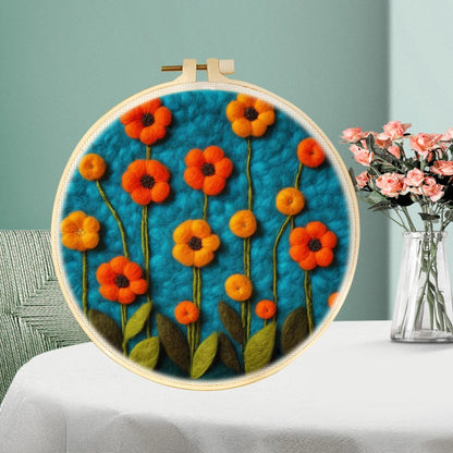 Wool Needle Felting Kits of Flowers with Frame