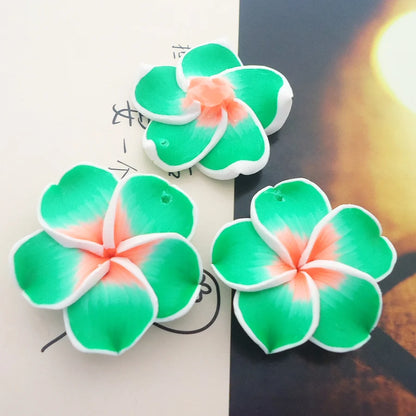 10pcs/Lots 30mm Polymer Clay Plumeria Rubra Flower Charming Petal Hole Diy Earrings Pendants Necklace Jewelry Making Materials