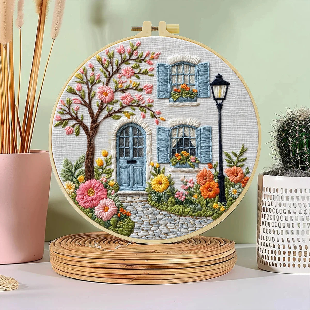 The Garden in Front of the Door Embroidery Kit - 20X20CM/7.87inch